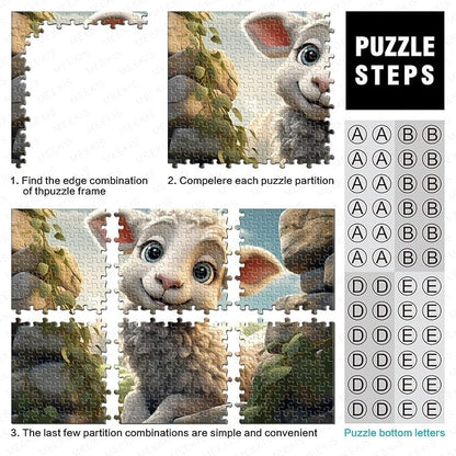 Sheep Thickened Wooden Jigsaw Puzzle for Adults Fun 500 Piece 3D Animal Decoration Toy Intellectual Game Education Game Stress Relief Toy Relaxation and Intelligence 500pcs (52x38cm)
