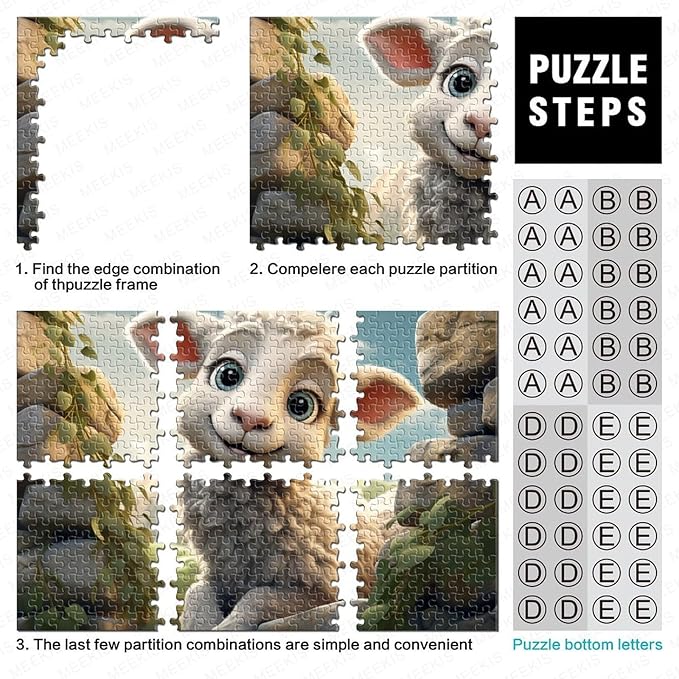 Sheep Thickened Wooden Jigsaw Puzzles 1000 Pieces 3D Animal for Adults Fun Education Game Home Decoration Toy Intellectual Game Stress Relief Toy Premium & Durable 1000pcs (75x50cm)