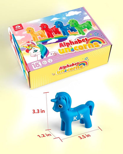 Coogam Unicorn Uppercase & Lowercase Letters Matching Game,13pcs Double-Sided ABC Letter Toys with 26 Alphabet Recognition Match Games Preschool Educational Montessori Toys for Toddlers Boys Girls