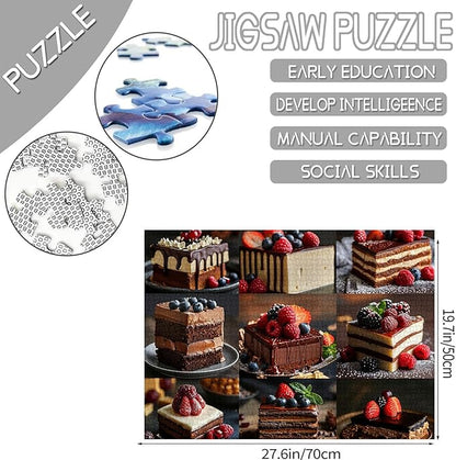 Tucocoo Collage of Decadent Desserts Jigsaw Puzzles for Adults 1000 Pieces, Fruits Cakes Food Art Jigsaw Puzzle Colorful DIY Puzzles for Home Decoration Gifts, Family Puzzle Perfect for Game Nights