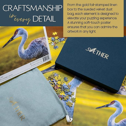The Sandhill Crane Puzzle, Premium 1000 Piece Jigsaw Puzzle for Adults, Glare-Free, Soft-Touch Puzzles, Made in USA, 26.6" x 19.25"