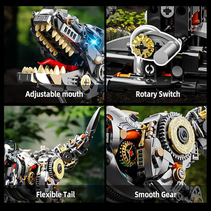 Ideas Mechanical Tyrannosaurus Building Set with Light, Creative Jurassic T-Rex Animal Toy for Home Office Decor Compatible with Lego Dinosaur, Gift for Adult Teens Boys 8-12(1268 PCS)