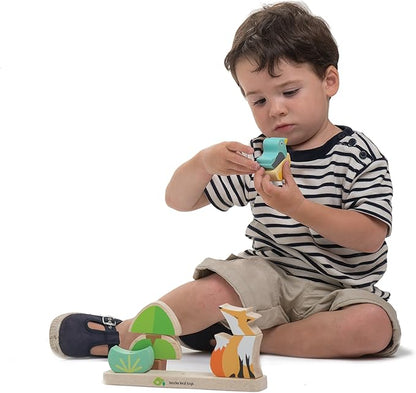 Tender Leaf Toys - Foxy Magnetic Stacker - 8 Piece Wooden Stacking and Balancing Toy & Educational Game with Travel Bag - Develops Strategic Thinking & Fine Motor Skills - Kids 18 Months +