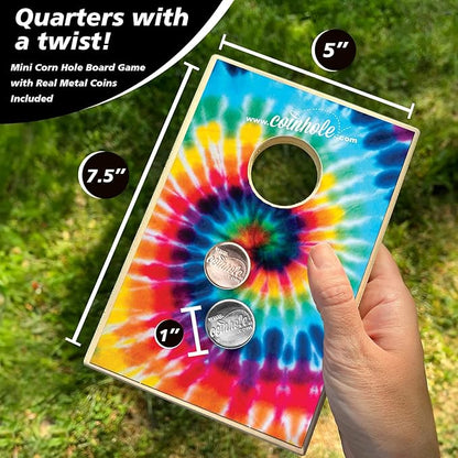 Coinhole Desktop Coin Bouncing Party Game Set | Tabletop Cornhole Board Game | Small Cornhole Travel Game Includes Coins