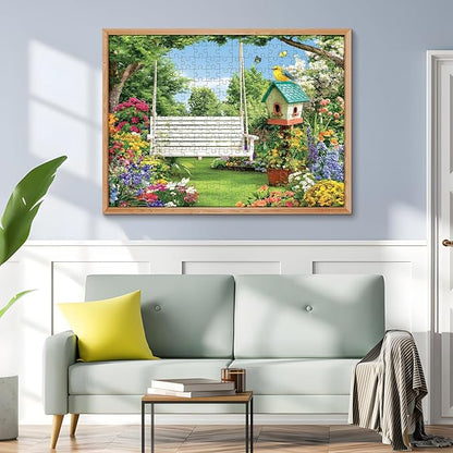 300 Piece Puzzles for Adults, Garden Swing 300 Piece Puzzle,Blooming Flower Paradise Jigsaw Puzzle, Perfect for Family Game Night, Home Wall Decor, Ideal Gift for Adults, Kids, Seniors, 20.5 x 15 in