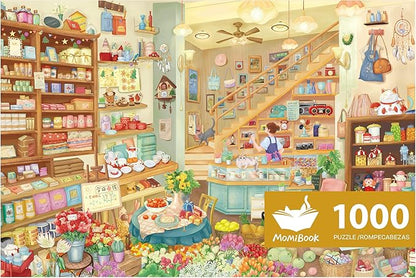 MOMIBOOK Puzzles for Adults 1000 Pieces Jigsaw Puzzles of Carefree Store, Painting Image Grocery Shop Puzzle Difficult Challenging Hard Impossible Puzzle Unique Funny Party Christmas Birthday Gifts