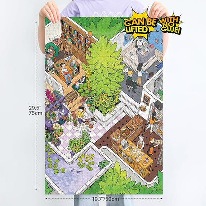 MOMIBOOK Puzzles for Adults 1000 Pieces Jigsaw Puzzles of Gathering in The Treehouse, Twinkle Laminate Painting Image Difficult Challenging Impossible Puzzle Unique Party Christmas Birthday Gifts