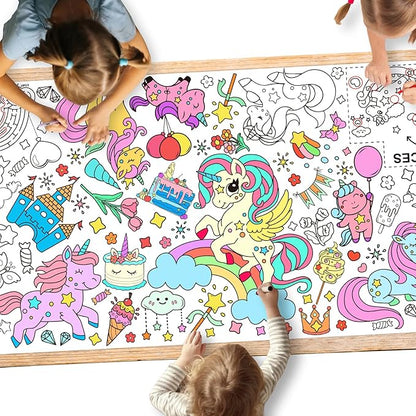 Gatherfun Unicorns Birthday Party Giant Coloring Poster - 31.5x 72 Inches - Versatile Classroom Wall Décor & Unicorns Birthday decorations-Poster or Table Cover for School Parties and Special Events