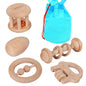 TOWO Wooden Rattles Maracas Baby Toys 6 Months-Organic Eco Toys for Infant Grasping Teething Natural Tether Musical Instrument Shaker Sensory Brain Development Newborn Birth Gift for Boys Girls