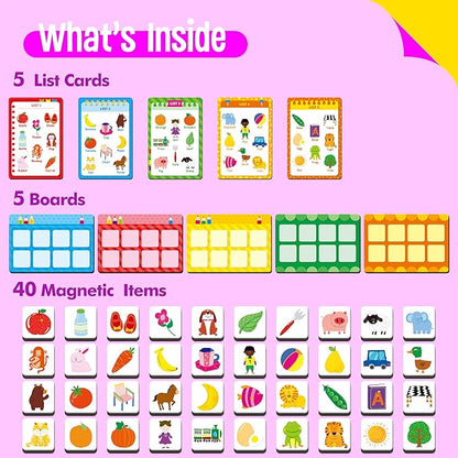 SpriteGru Magnetic First Word Matching Game, Funny Words Learning Game, Race to Collect Your Lists Educational Toy for Boys & Girls at Home