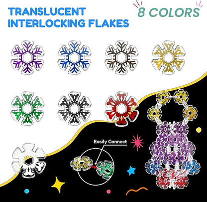 Translucent Interlocking Flakes Toys, Interlocking Discs, Creative Building Blocks of Snowflakes, 120PCS Construction Playset, Brain Teaser STEM Educational Toy for Kids Aged 4+