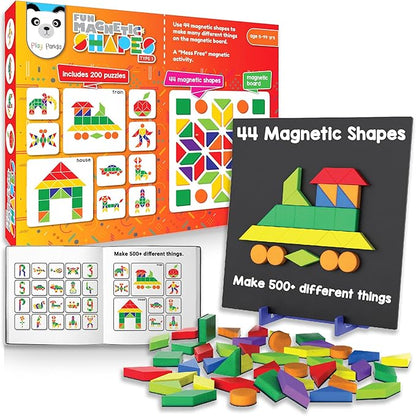 Magnetic Tangram Puzzle Educational Toy| 200 Patterns, 44 Magnet Tangram Pieces with Board, Pattern Book & Display Stand | STEM Learning Toys for Toddlers Ages 4 5 6+ Years|Gifts for Girls & Boys