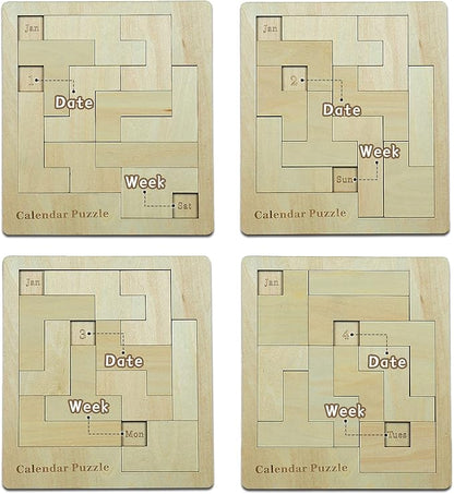 Calendar Puzzle - Daily Calendar Puzzle Wooden,Challenge 365 Days Date and Week, Advent Calendar.（Size：9.8 x 7.8inch）