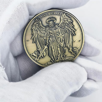 The Archangel Michael Challenge Coin Religious Coin Christian Collectible Psalm 91:10-11 (Pack of 3)