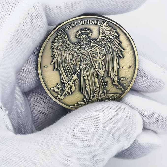 The Archangel Michael Challenge Coin Religious Coin Christian Collectible Psalm 91:10-11 (Pack of 6)
