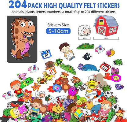 204Pcs Animals Felt Busy Board Story Set with Storage Bag Preschool Large Wall Storyboard Forest Themed Early Learning Interactive Play Kit Wall Hanging Gift for Toddlers Kids 40 X 28 Inch