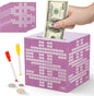 Primo Lines Piggy Bank for Adults Must Break to Open, with Savings Counter & Goal Tracker, Unbreakable Stainless Steel Money Box for 10K Challenge $3000 $5000, Kakeibo (4.72 Inch)