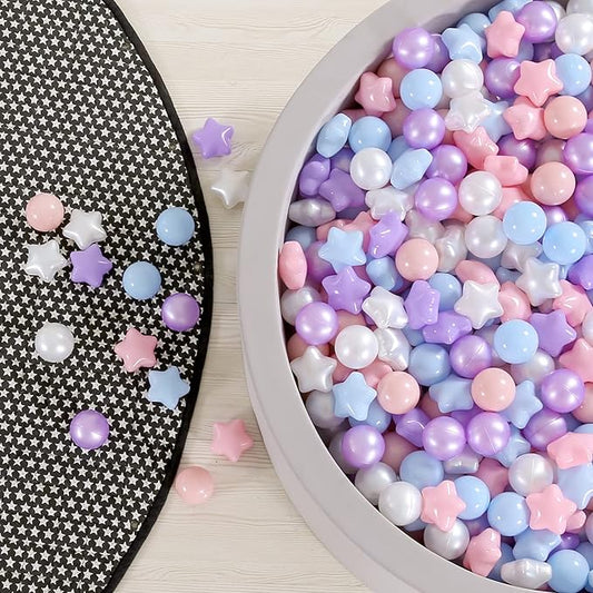 GOGOSO Ball Pit Balls for Toddlers Phthalate-Free BPA-Free Non-Toxic Crush Proof Soft Plastic Play Balls Baby Kids Shape Tent Pool Playhouse Playpen Party Decor, Pink Blue Purple White,100PCS