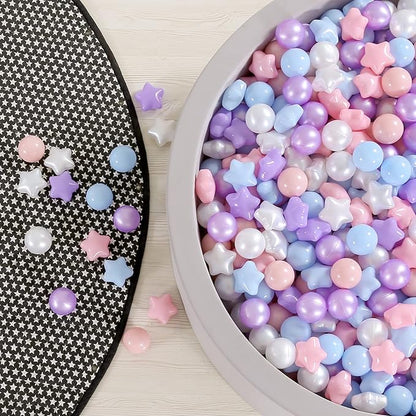 GOGOSO Ball Pit Balls for Toddlers Phthalate-Free BPA-Free Non-Toxic Crush Proof Soft Plastic Play Balls Baby Kids Shape Tent Pool Playhouse Playpen Party Decor, Pink Blue Purple White,50PCS
