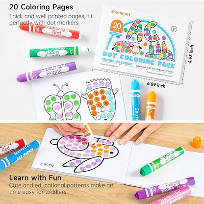 Shuttle Art Dot Markers, 30 Colors Washable for Toddlers with Free Activity Book, Bingo Daubers Supplies for Kids Preschool Children, Non Toxic Water-Based Dot Art Markers
