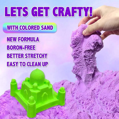 Colorful Stretchy Sensory Sand Kit,Value Pack of 5 Colored Moldable Play Sand for Kids,Bulk Refill for Sensory Bin,Sensory Toys for Molding,Perfect Travel Toys for Girls and Boys Ages 3+