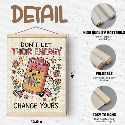 Boat Wades Inspirational Mental Health Wall Art Poster Hanger Frame, Therapy Office Decor, Floral Battery Motivational Hanging Wall Decor for Classroom Home Counselor Office, 12x16 Inch