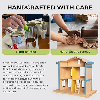 AVDAR Twirl Around Dollhouse for Toddlers 3-5, 22.6-Inches-Tall, Large Wooden Doll House for 2 3 4 5 6 7 8 Year Old Girls, with Spinning Platform, Sliding Doors, Ideal Gift for Kids Ages 3+