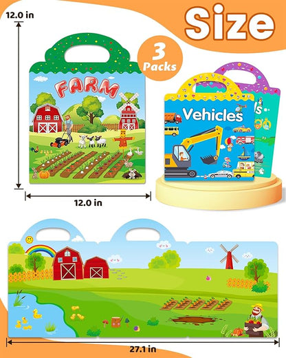 Reusable Sticker Book for Toddlers 2-4 Years, Stickers for Kids, Toddler Sticker Book Ages 1-3, Toddler Craft Activities, Toddlers Travel Toys Ages 2+ Boy Girl Birthday Gifts