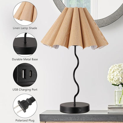 Table Lamps for Bedroom Modern Single Table Lamp for Night Stands Beside Lamps Living Room End Table Lamp (Burlywood)