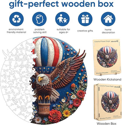 500 Piece Wooden Puzzles, Flower Eagle Jigsaw Puzzles, Royal, Unique Shape Animal Adult Puzzles, Irregular Best Gift for Adults and Kids Family Game (15.1x15.1 in)
