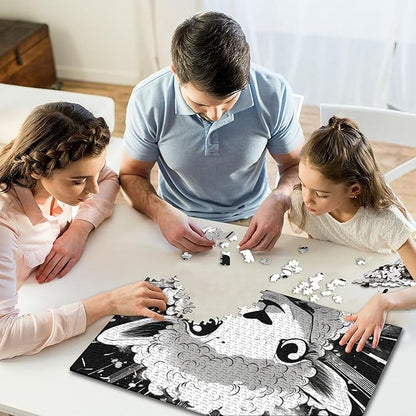 Sheep 1000 Pieces 3D Animal Thickened Wooden Jigsaw Puzzle for Adults Fun Toy Intellectual Game Home Decoration Stress Relief Toy Education Game Premium & Durable 1000pcs (75x50cm)