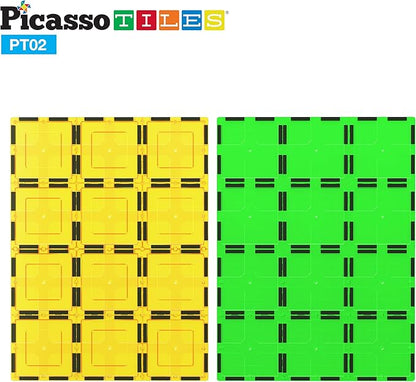 PicassoTiles Kids Toy Magnetic Building Blocks Magnet Tiles Supersized 2pc Large Stabilizer Base Jumbo XL Plate Foundation Education Construction Kit Engineering STEM Children Learning Stacking Set