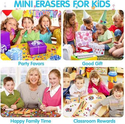 JUNEBRUSHS 150 Pieces Mini Erasers for Kids Bulk, Novelty Animal Erasers,Pencil Erasers Assortment,Cute Small Erasers for Students Homework School Classroom Rewards Prizes ,Party Favors Multicolor