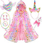 Fedio Princess Dress up for Girls,Unicorn Light up Princess Cape Set,Light up Princess Dress with Unicorn Toys for Girls 3-8 Halloween