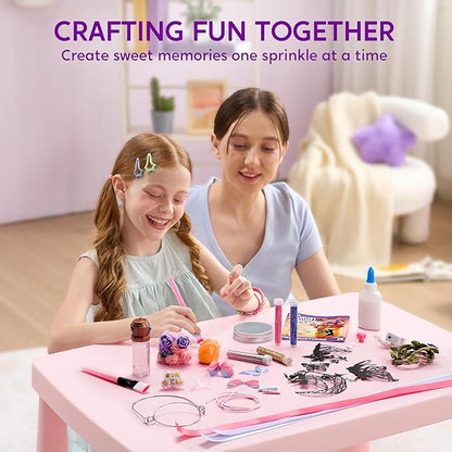 Klever Kits DIY Fairy Lantern Craft Kit with Rose Lights and String Lights - Birthday Gifts with 7 Color Fairy Potion Necklace, DIY Night Light Arts and Crafts for Girls Age 8+