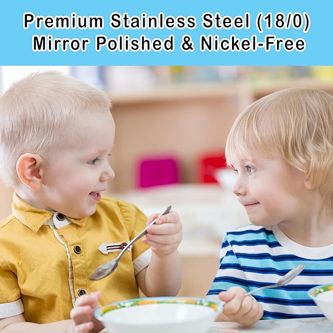 CHILLOUT LIFE Stainless Steel Kids Silverware Set 12 Pieces - Child and Toddler Safe Flatware - Kids Utensil Set - Metal Kids Cutlery Set (Includes 6 Small Kids Spoons & Kids 6 Forks)