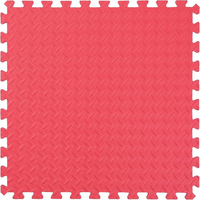 IncStores 1/2 Inch Thick Diamond Soft Foam Flooring Tiles | High-Density Interlocking Foam Tiles for Rugged Style in Your Home Gym, Playroom, and More | Red, 49 Tiles