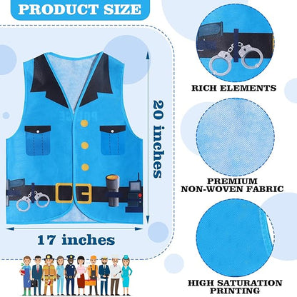 Haysandy 20 PCS Kids Dress Up Vest Community Helper Costumes Kids Role Play Career Cosplay Clothes for Toddlers Pretend and Play Halloween Costume Doctor Police Fireman Construction, Birthday Gifts