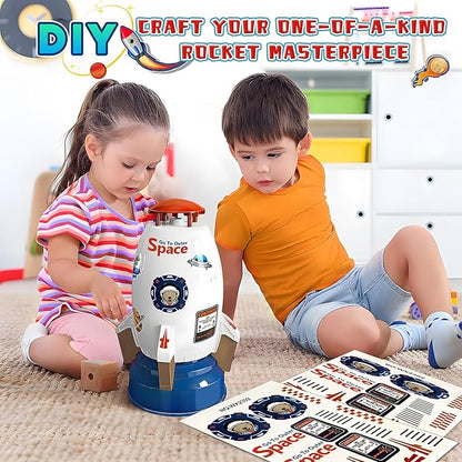 Water Rocket Sprinkler for Kids, Outdoor Sprinkler Rocket Launcher Toy for Backyard, Summer Water Toys for Kids Ages 3-12, Fun Water Powered Rocket Toy (White-1)
