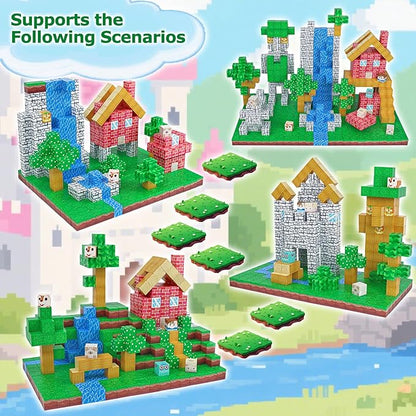Magnetic Block Building Blocks 160PCS Magnet Cubes Toys, Build 3D Forest World Set, STEM Montessori Sensory Toys for Kids Boys and Girls Ages 3-5 4-8