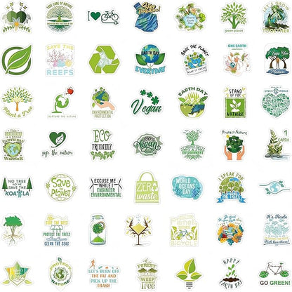 100PCS Environmental Protection Stickers, Save Planet Earth Stickers for Student Vinyl Waterproof for Water Bottle Laptop Luggage Guitar Gifts for Teens Girls Kids Adult Students