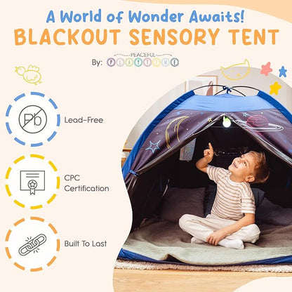 Blackout Sensory Tent for Kids with Autism - 51"x 51"x 40" Calming Corner, Easy to Assemble & Durable with Clear Phone Pocket and Mesh Storage – Ideal for SPD, ADHD & Autistic Children