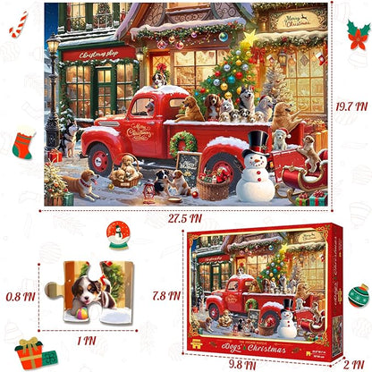 1000 Pieces Christmas Puzzles for Adults and Teenagers, Dogs' Christmas Jigsaw Puzzles Family Games, Gifts for Adults and Kids