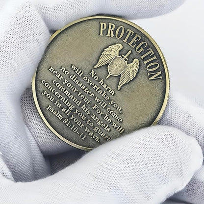 The Archangel Michael Challenge Coin Religious Coin Christian Collectible Psalm 91:10-11 (Single Coin)
