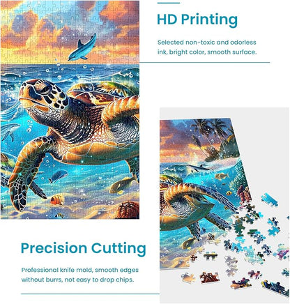2 Pack Puzzles for Adults 1000 Pieces-Sea Turtle & Dolphins Difficult Jigsaw Puzzles for Adults,Hard Jigsaw Puzzle Decorations DIY Leisure Game Toy Suitable Family Friends(27.5x20 inches)