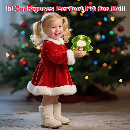 17cm Dolls Clothes Set, Christmas Tree Decor Dolls Clothes Outfit, Adorable Dress Up Clothing Set for Doll Accessories, Christmas Decor Gifts for Kids & Girls (No Doll