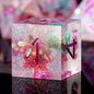 Resin DND Dice, DNDND Handmade Flowers Sharp Edge D&D Die Set with Gift Case for D&D Dungeons and Dragon Tabletop Games (Matt Purple)