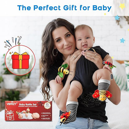 Baby Toys 0-6 Months: Baby Rattles 0-6 Months Baby Essentials for Boys Girl Infant Toys Wrist Rattles Socks Hand & Feet Newborn Essentials Must Haves Registry Search Shower Gifts for 0-3 0-12 Months