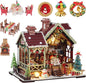 OZJAY Miniature House Kit, Mini House Building Kit with Furniture, DIY Miniature Kit for Adults Teen, Dollhouse Kit for Birthday Christmas, Warm Christmas Lodge