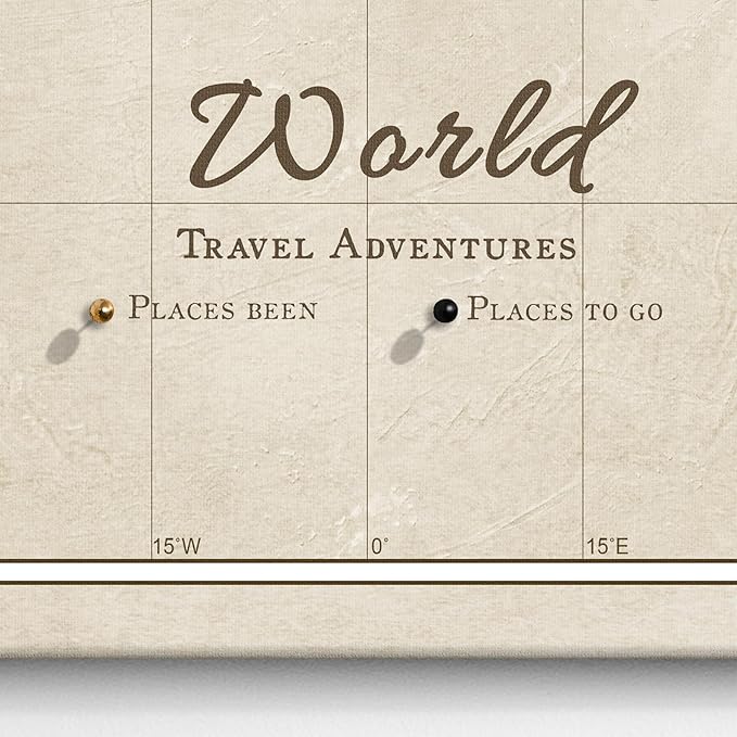 Canvas World Map with Cork Pin Board - English Lettering - Decorative Wall Decoration for All Rooms - Canvas Pictures with World Map Motif (70x50 cm, Pattern 2)